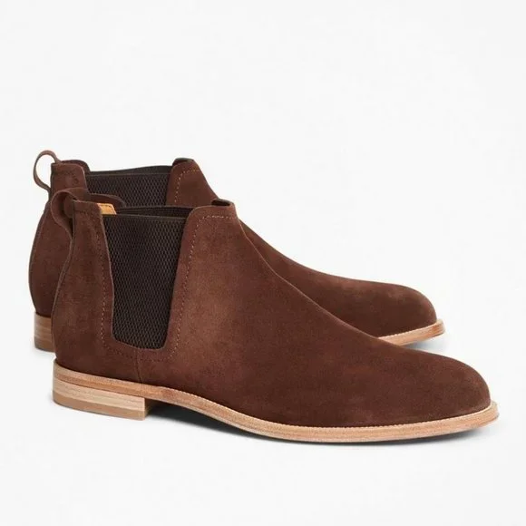 Brooks Brothers Men\'s Brown Suede Chelsea Boots Made in Italy 11.5M - New in Box snuff suede products for sale | eBay main image 2